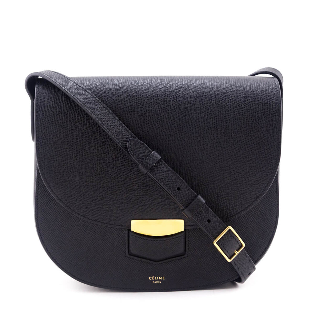 Celine Black Grained Calfskin Medium Trotteur Bag