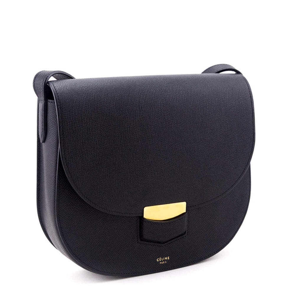 Celine Black Grained Calfskin Medium Trotteur Bag