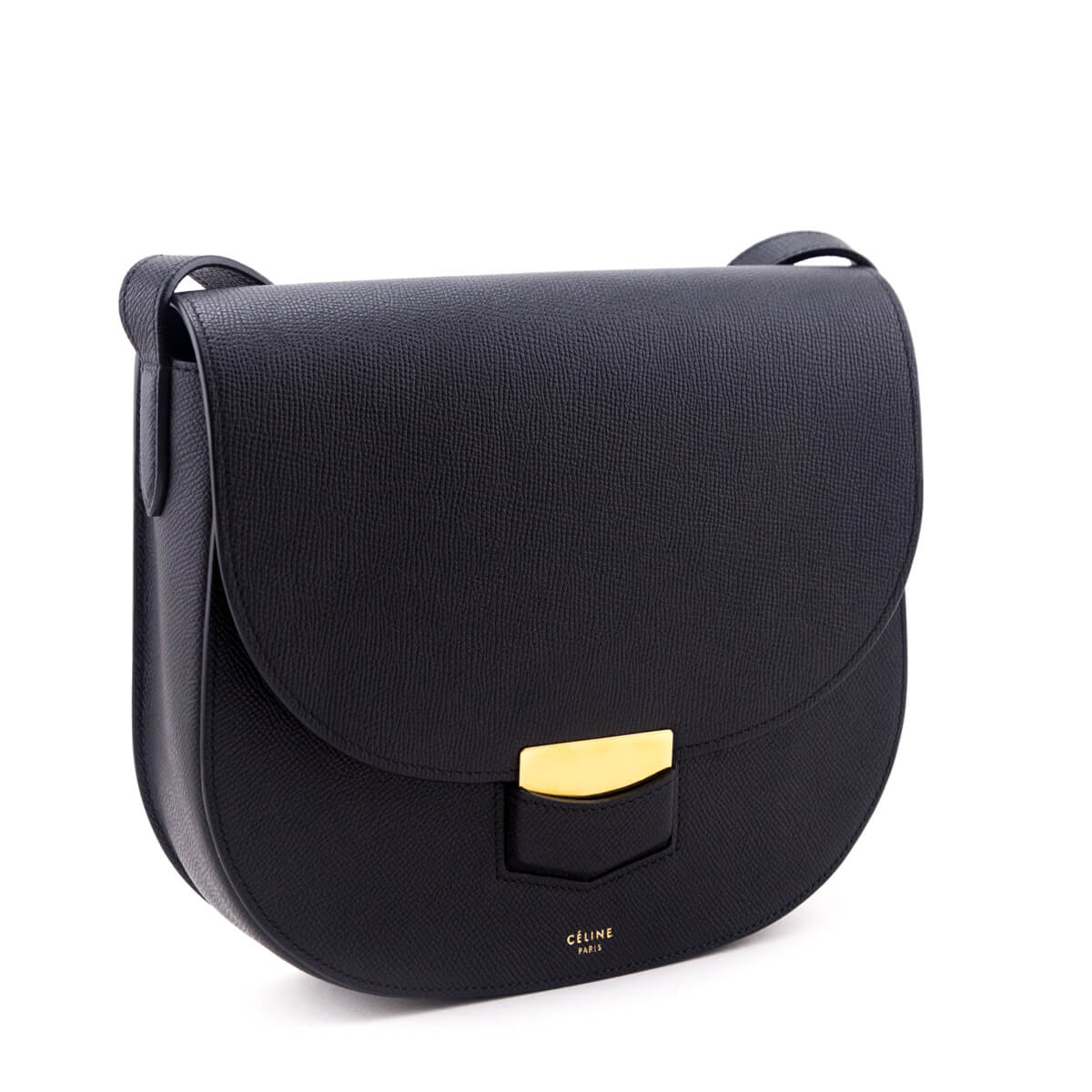 Celine Black Grained Calfskin Medium Trotteur Bag