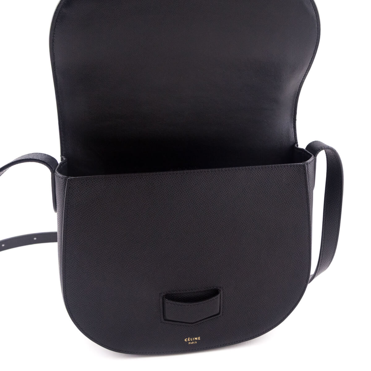 Celine Black Grained Calfskin Medium Trotteur Bag