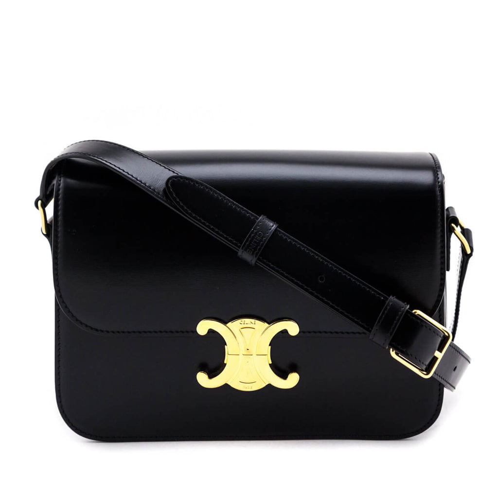 Celine Black Shiny Calfskin Medium Triomphe Bag