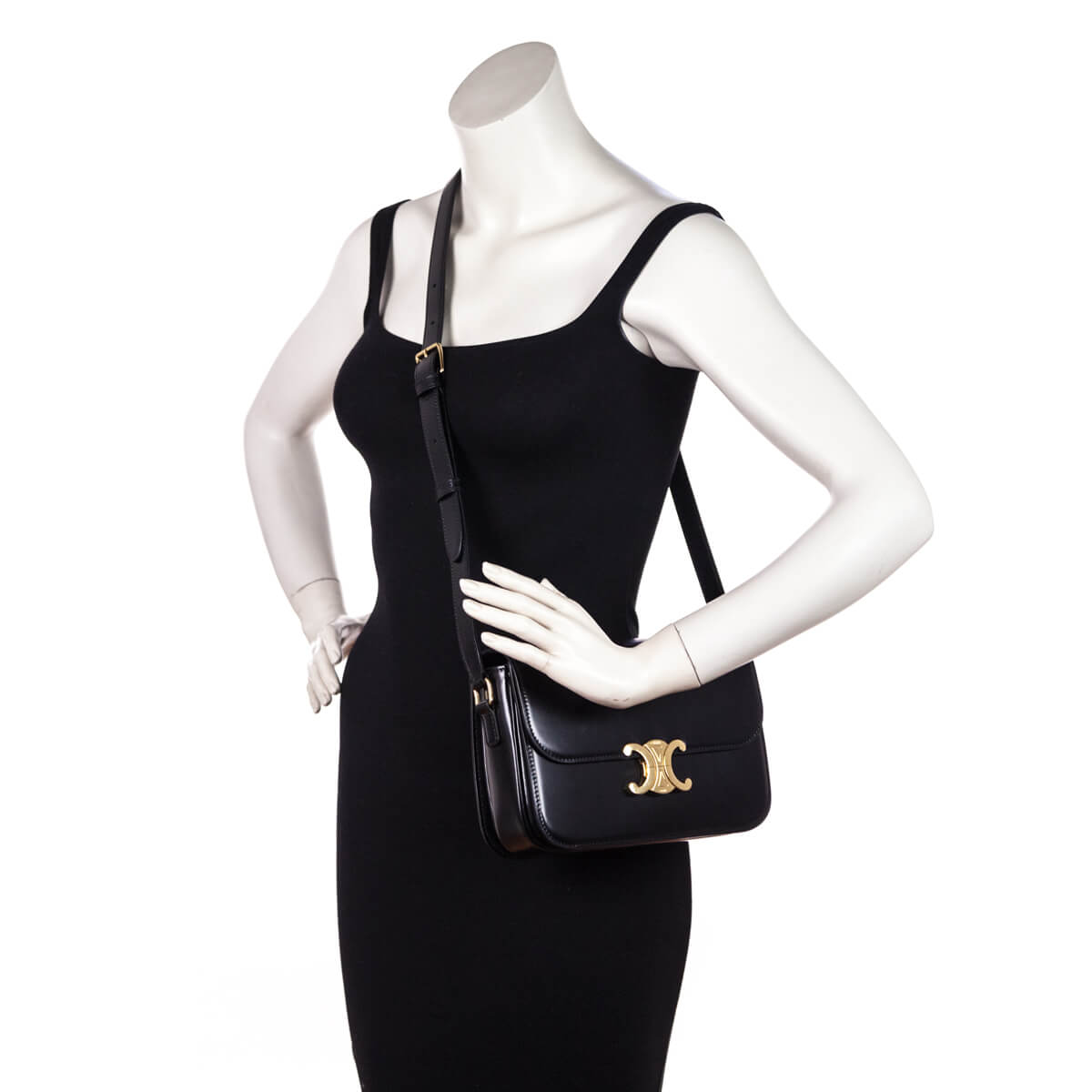 Celine Black Shiny Calfskin Medium Triomphe Bag