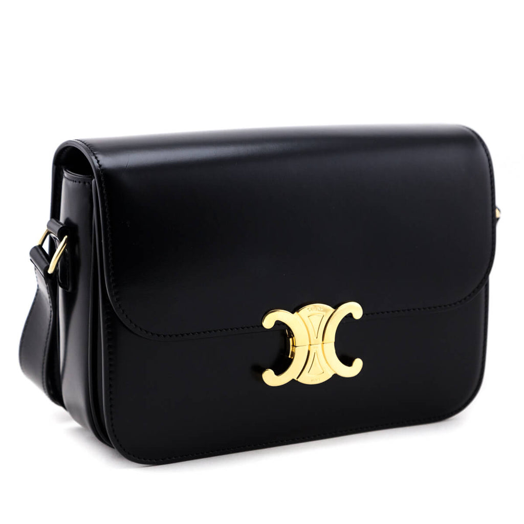 Celine Black Shiny Calfskin Medium Triomphe Bag