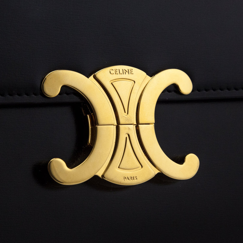 Celine Black Shiny Calfskin Medium Triomphe Bag