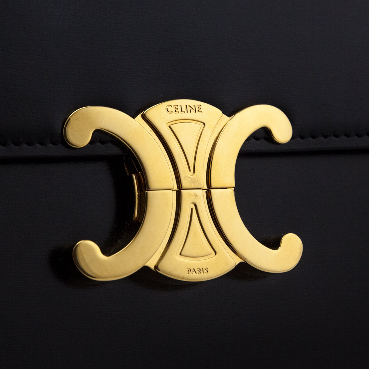 Celine Black Shiny Calfskin Medium Triomphe Bag