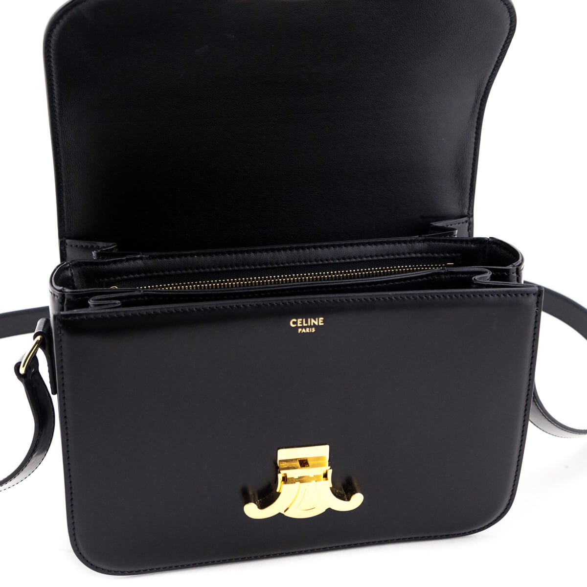 Celine Black Shiny Calfskin Medium Triomphe Bag