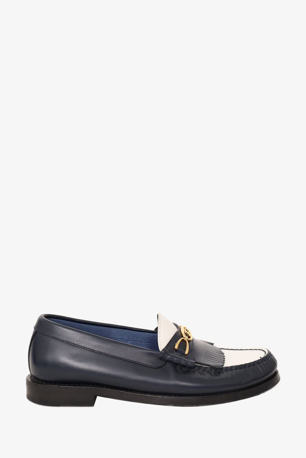 Celine Black/White Leather Triomphe Loafers Size 36