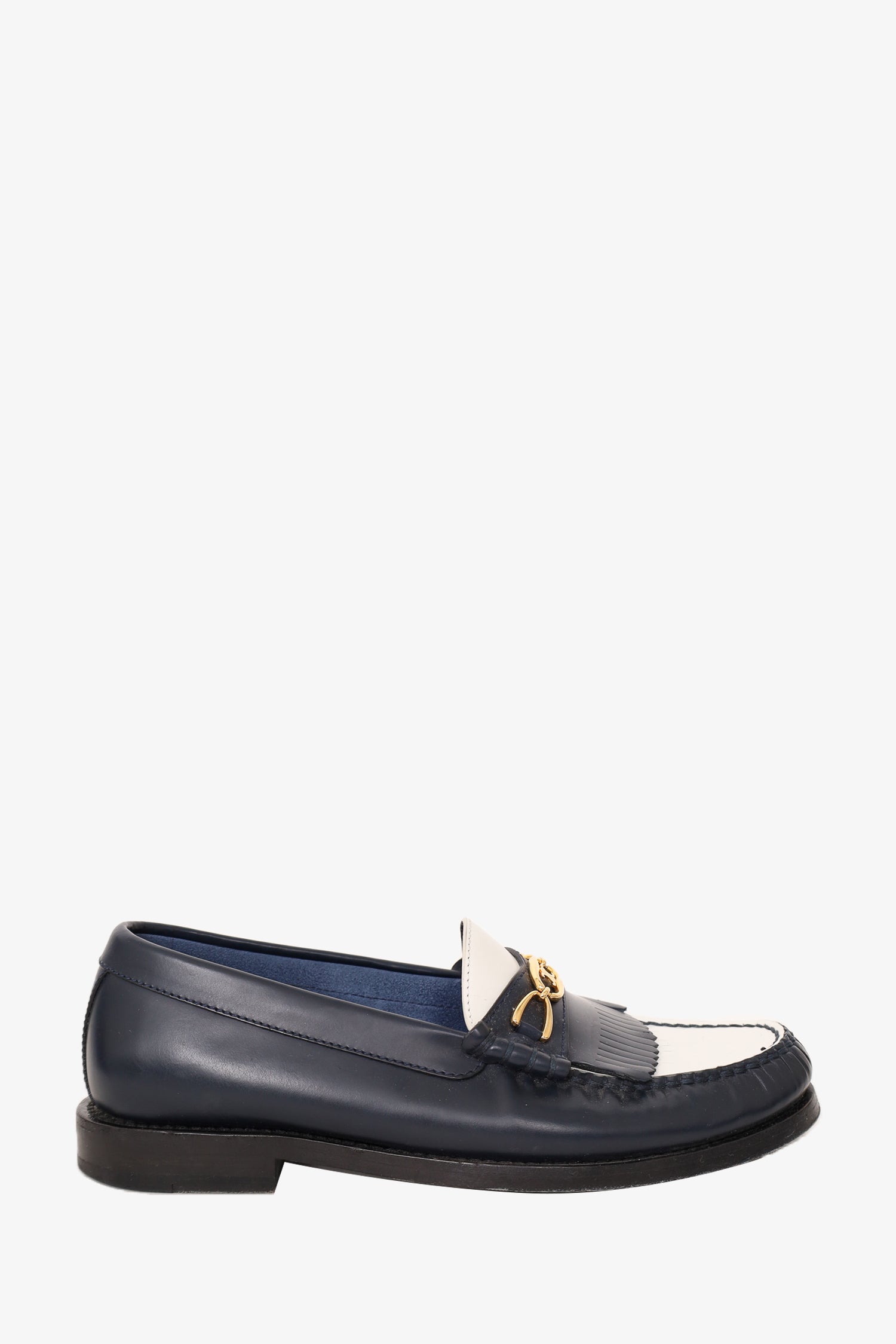 Celine Black/White Leather Triomphe Loafers Size 36