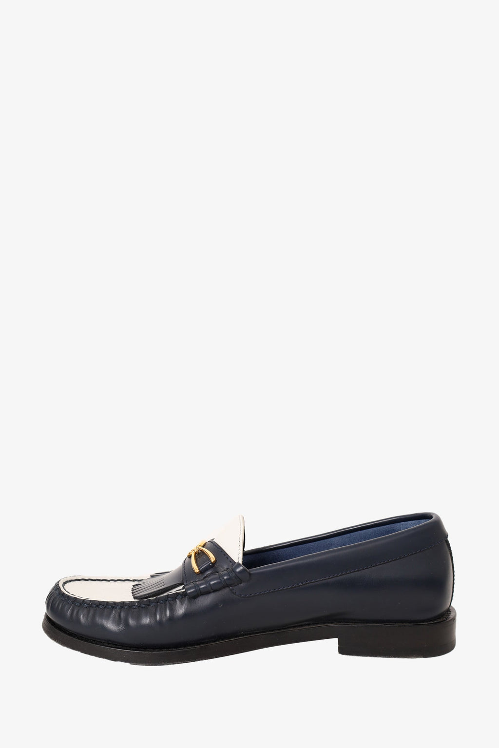 Celine Black/White Leather Triomphe Loafers Size 36