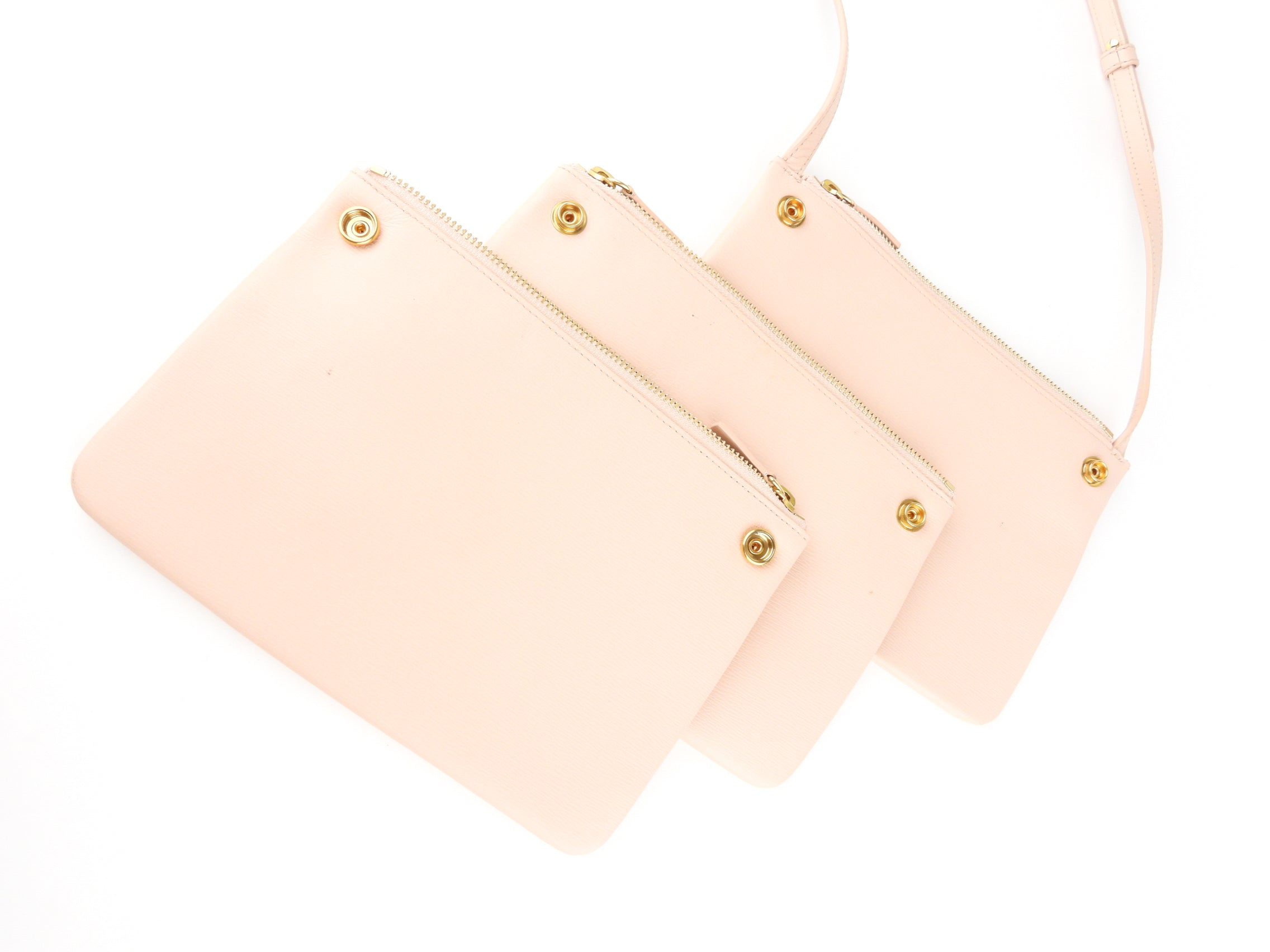Celine Blush Pink Leather Trio Shoulder Bag