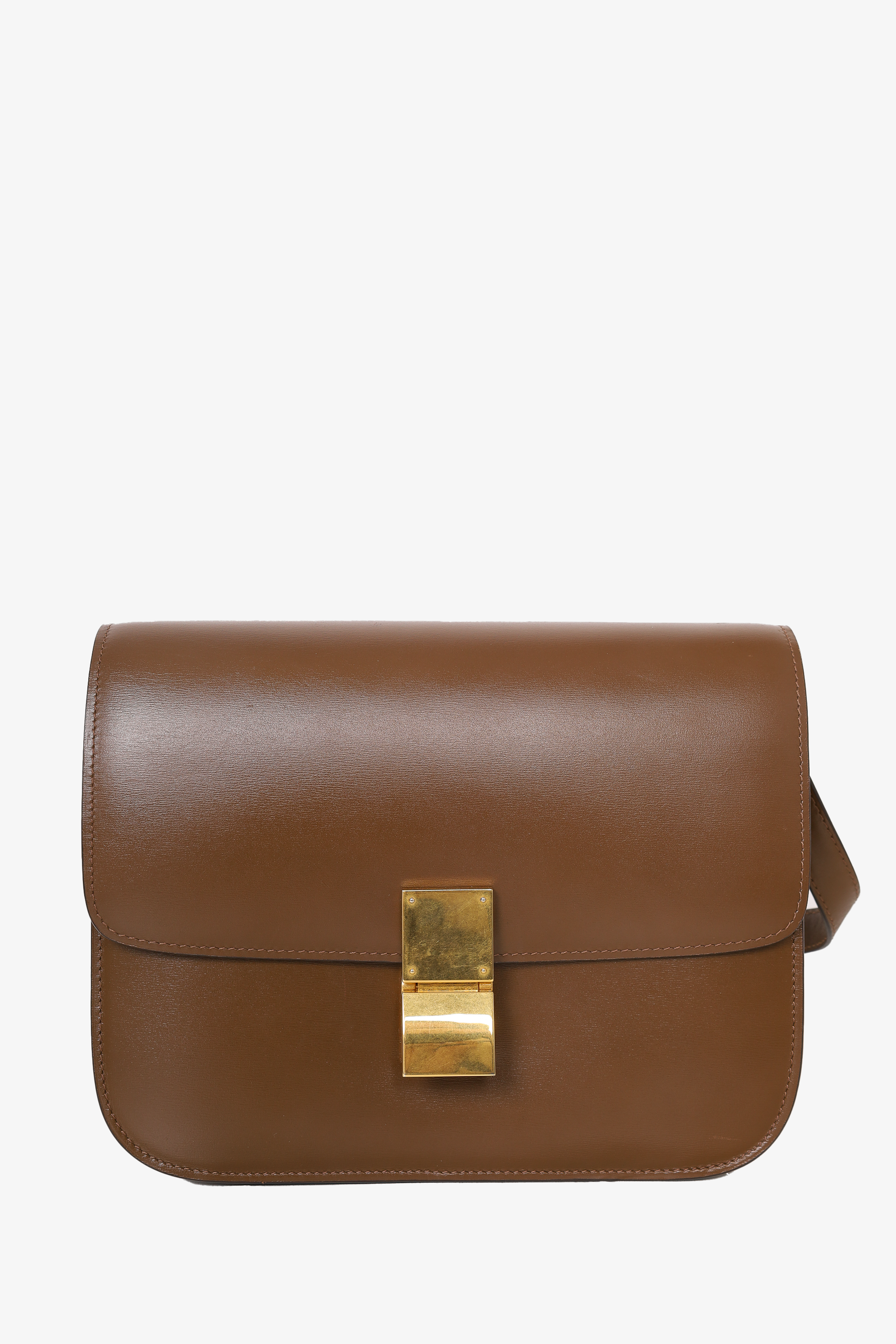 Celine Brown Leather Medium Classic Box Crossbody Bag