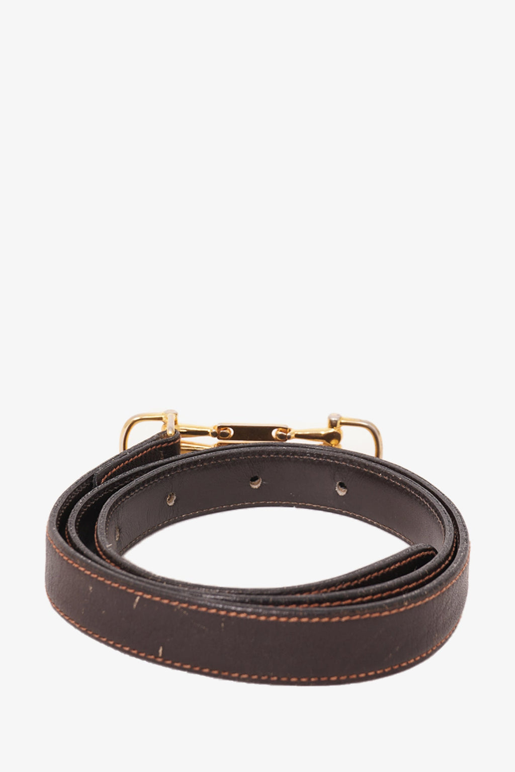 Celine Brown Leather Thin Waist Belt GHW Size 65