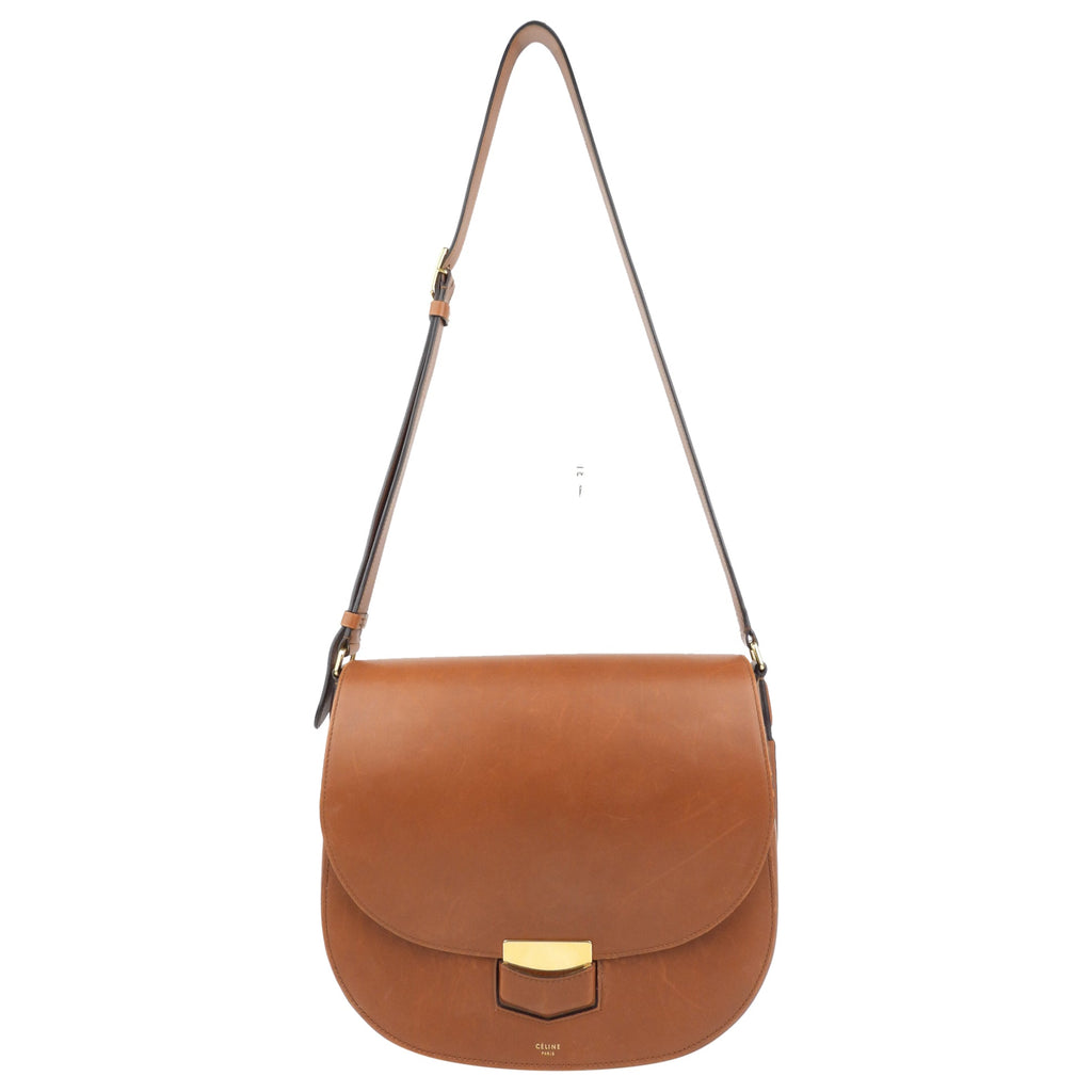 Celine Brown Smooth Leather Medium Trotteur Crossbody Shoulder Bag