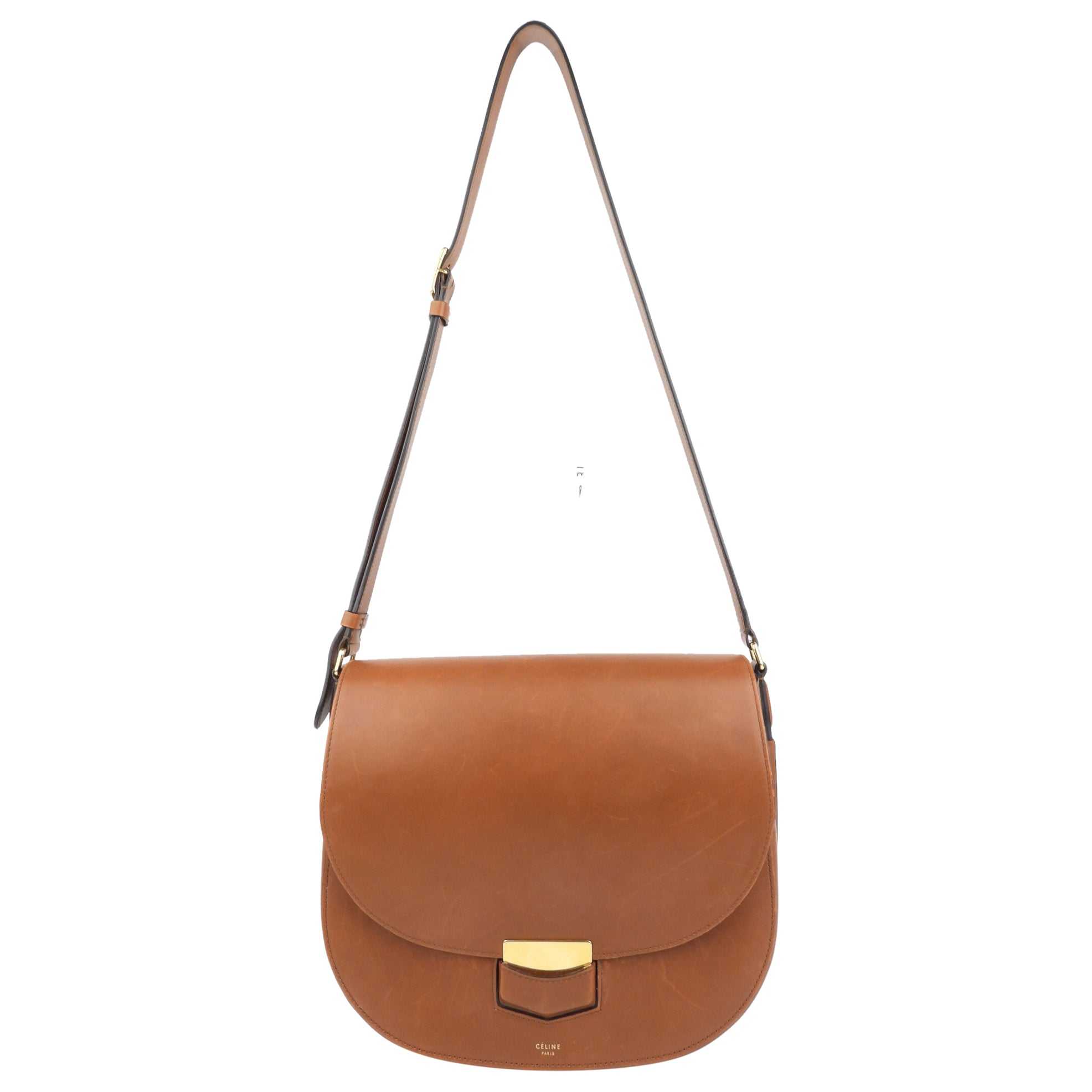 Celine Brown Smooth Leather Medium Trotteur Crossbody Shoulder Bag