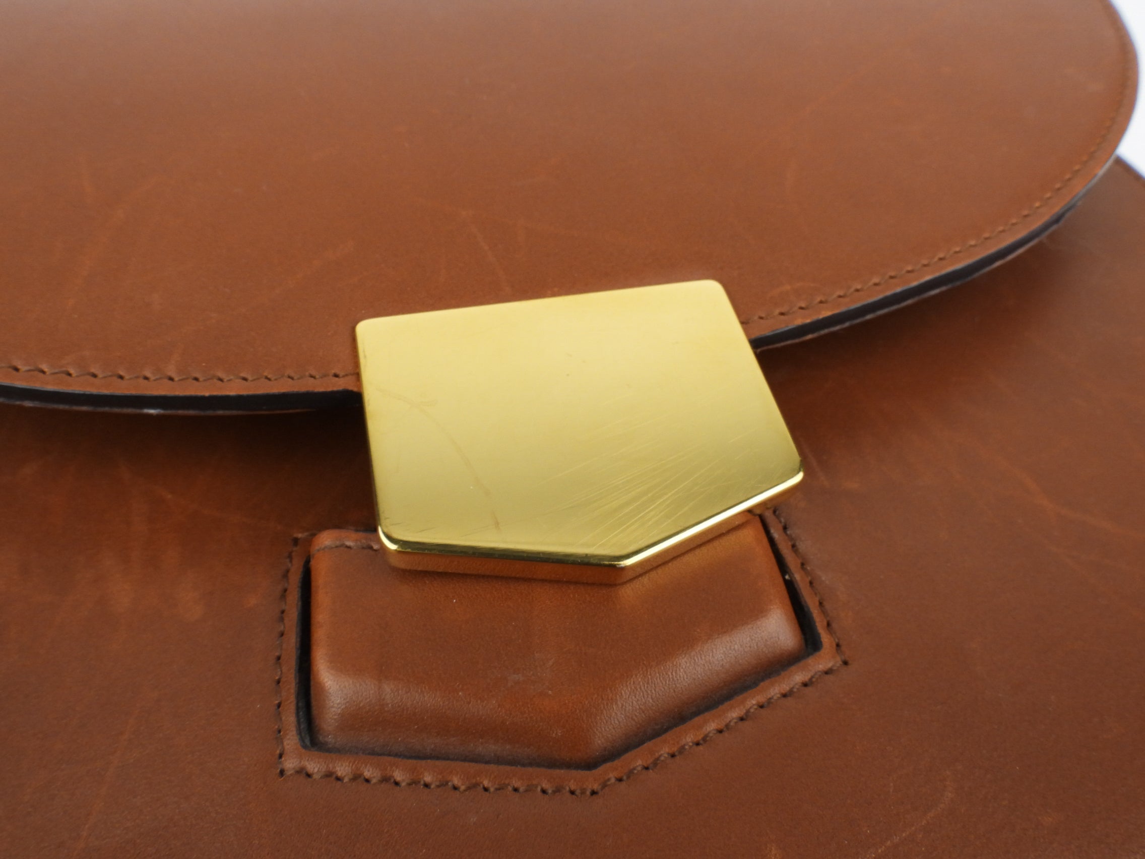 Celine Brown Smooth Leather Medium Trotteur Crossbody Shoulder Bag