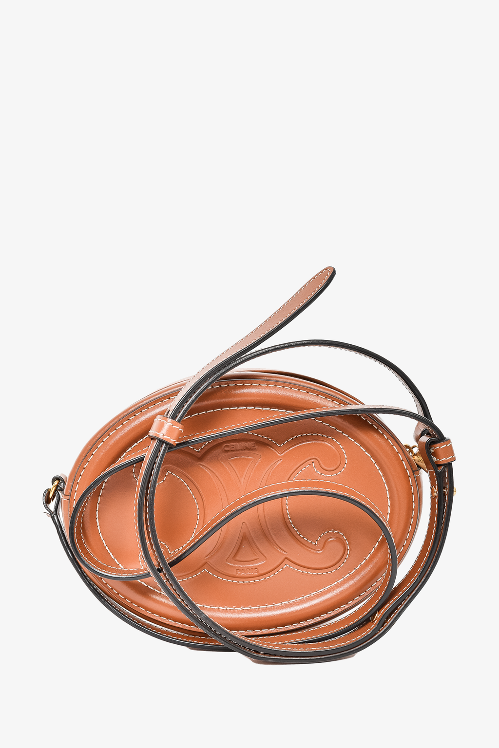 Celine Brown Triomphe Oval Crossbody Bag