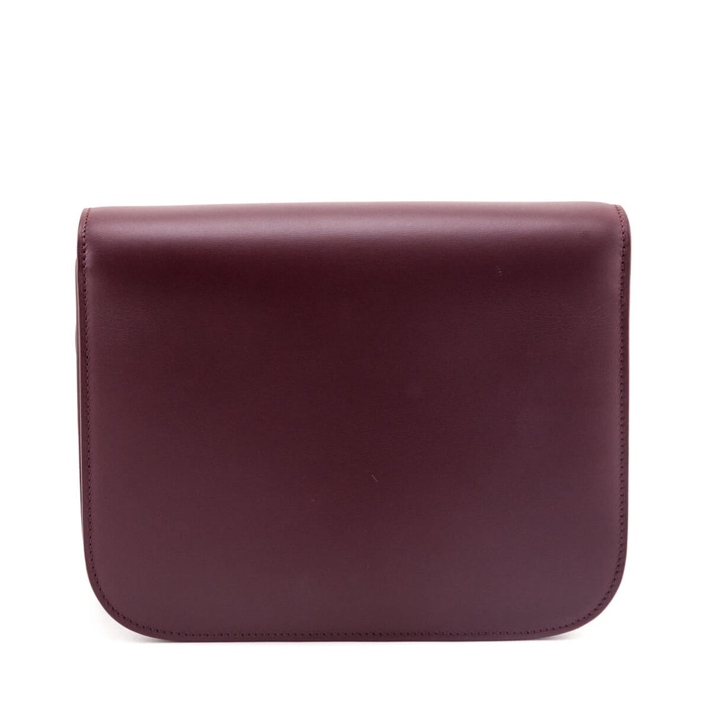 Celine Burgundy Box Calfskin Medium Classic Box Flap