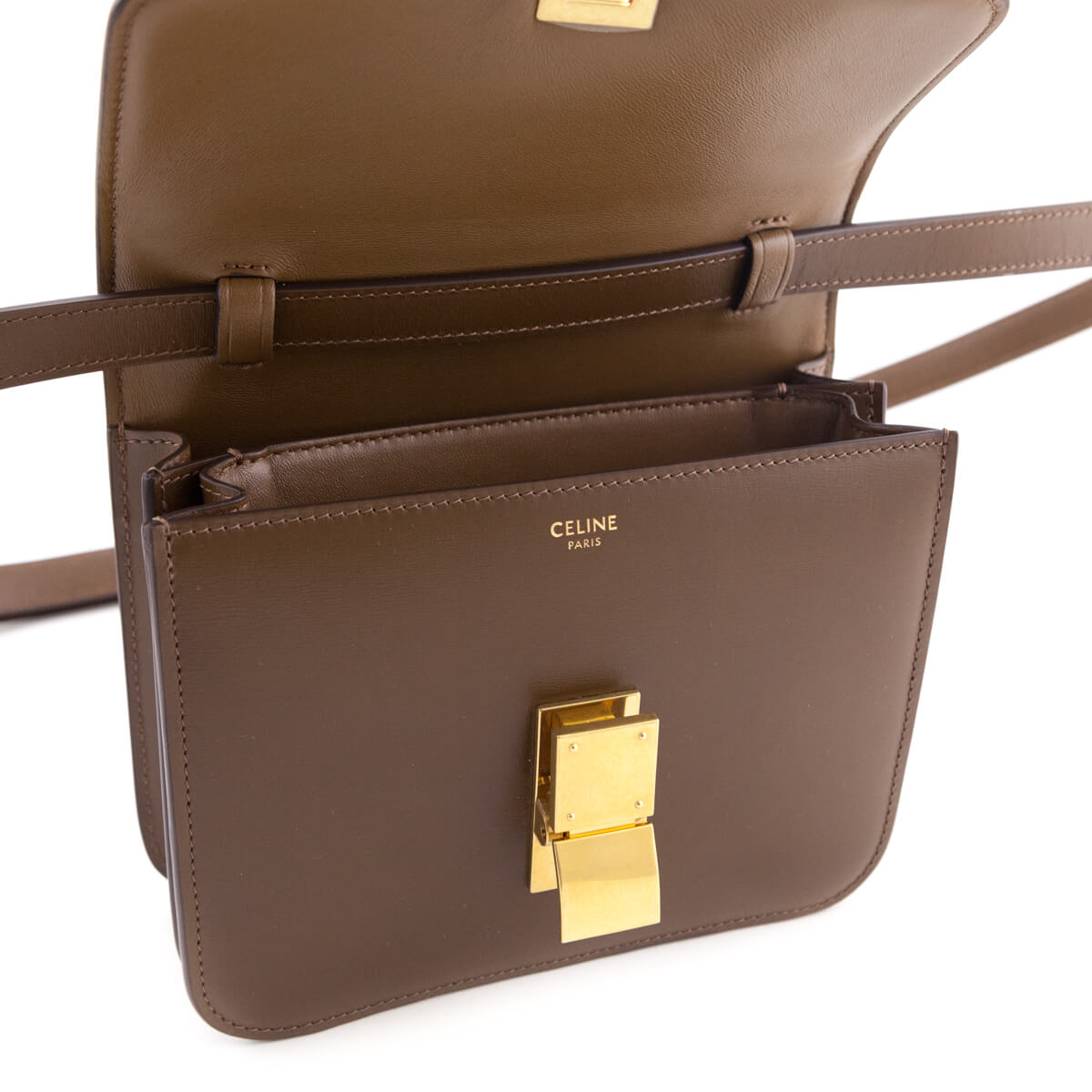 Celine Camel Box Calfskin Teen Classic Box Flap Bag