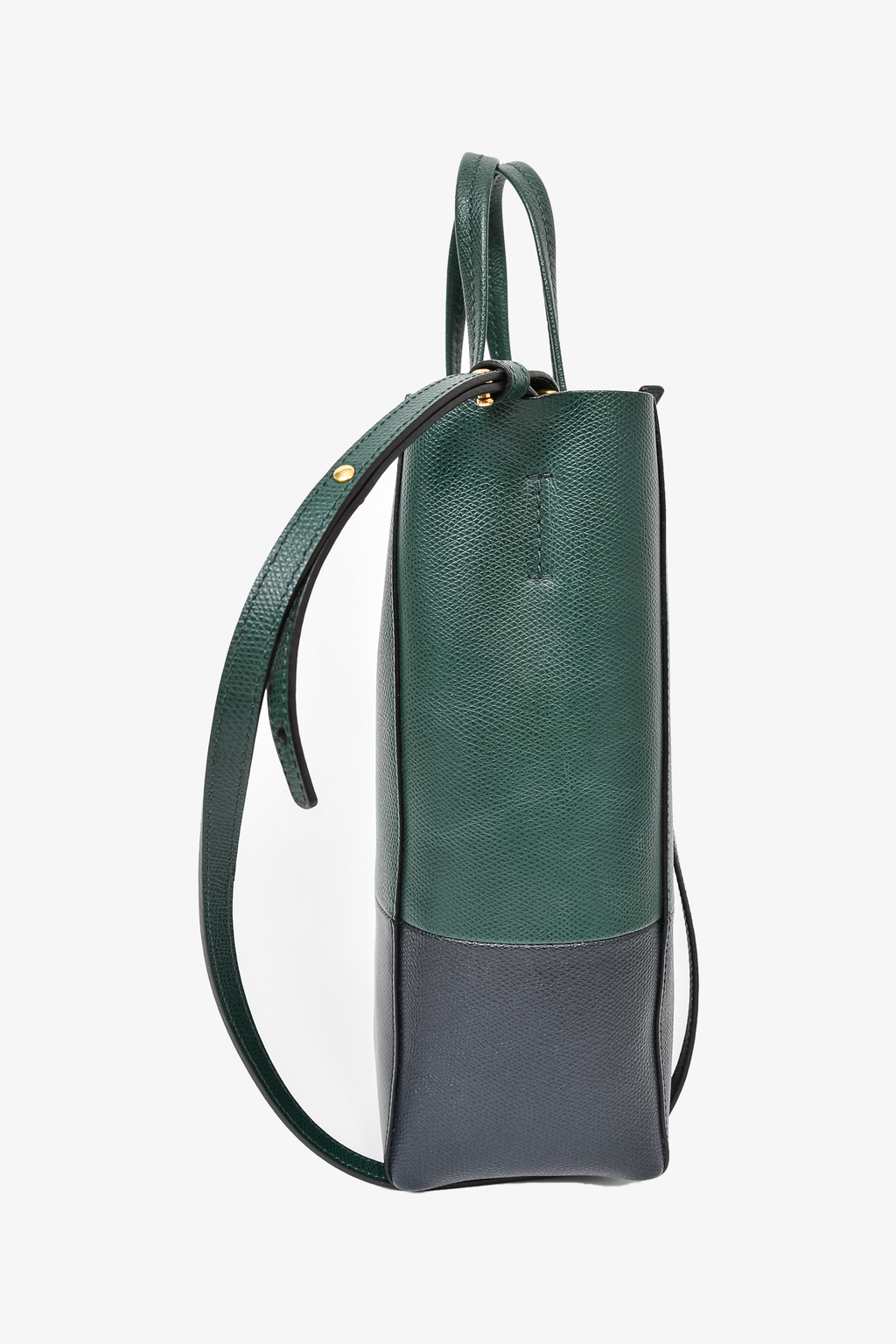 Celine Forest Green/Black Leather Cabas Vertical Tote Bag with Strap