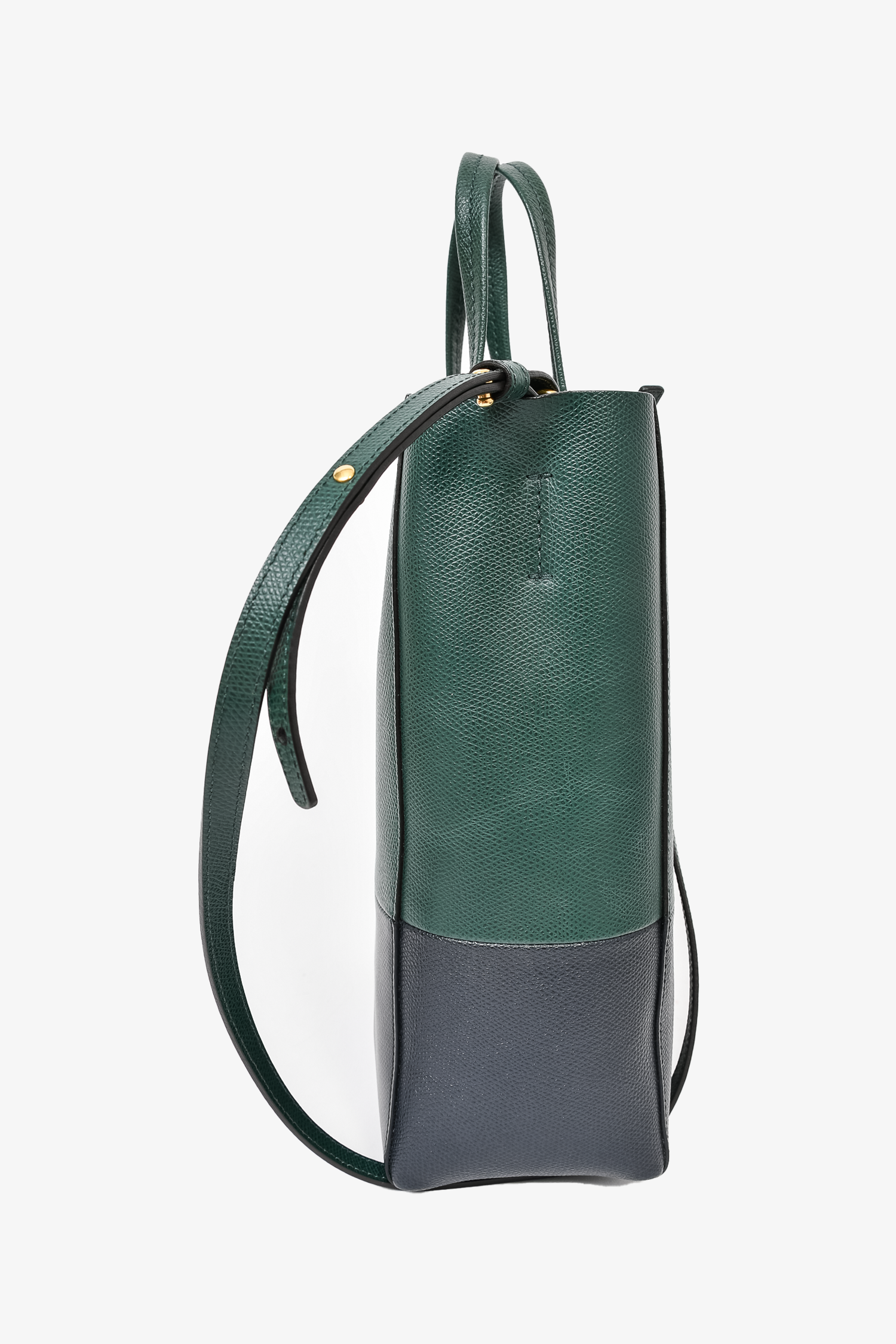 Celine Forest Green/Black Leather Cabas Vertical Tote Bag with Strap