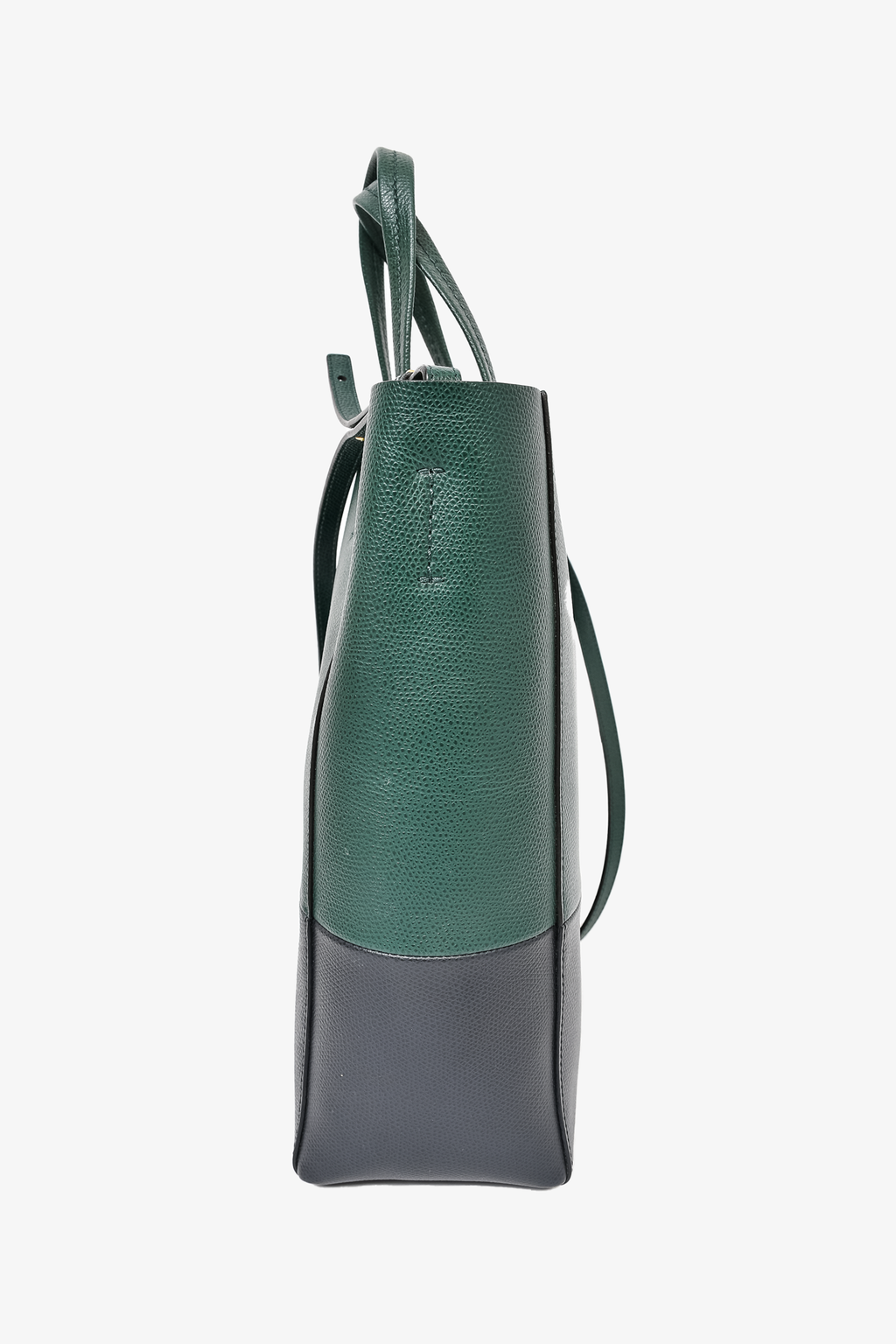 Celine Forest Green/Black Leather Cabas Vertical Tote Bag with Strap