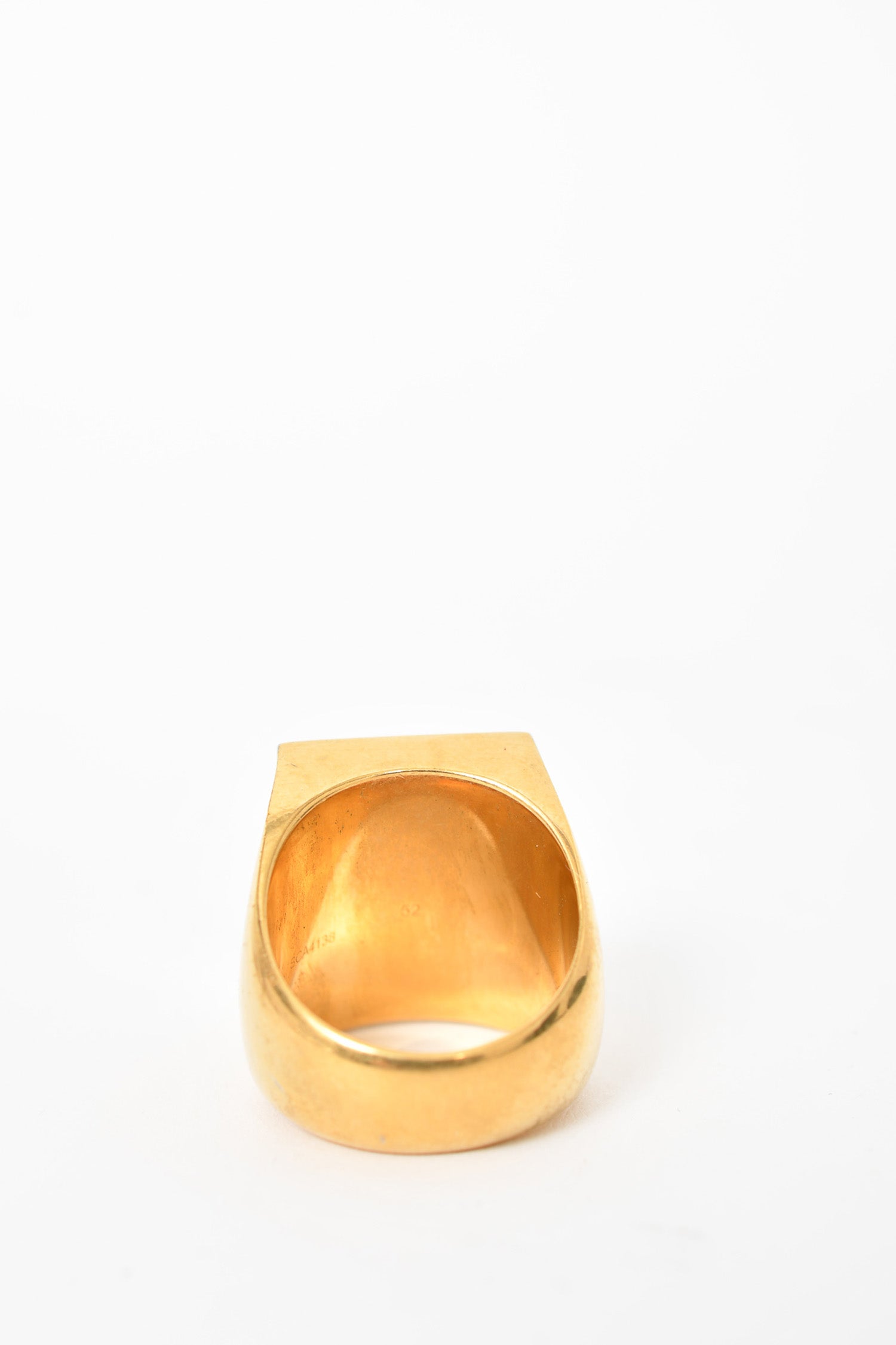 Celine Gold Toned Brass Flat 'Animals' Embossed Signet Ring sz 52