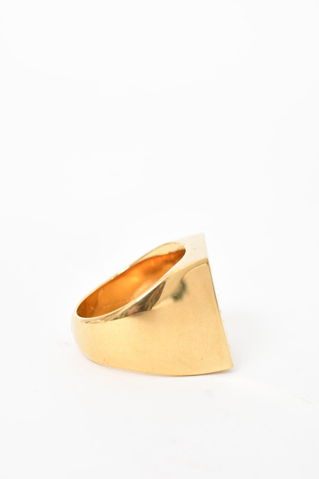 Celine Gold Toned Brass Flat 'Animals' Embossed Signet Ring Size 60