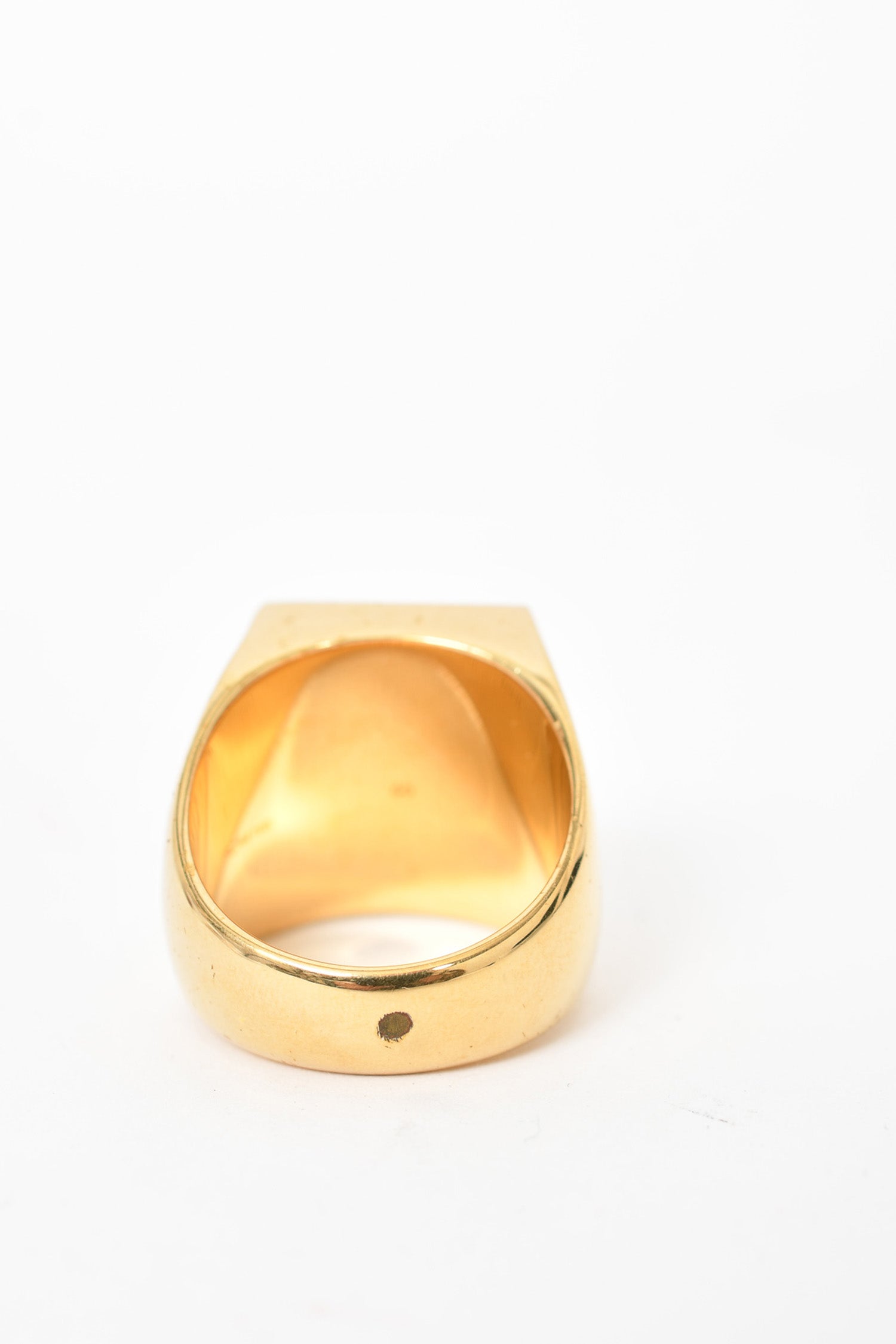 Celine Gold Toned Brass Flat 'Animals' Embossed Signet Ring Size 60