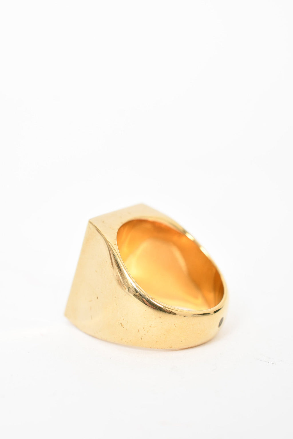 Celine Gold Toned Brass Flat 'Animals' Embossed Signet Ring Size 60