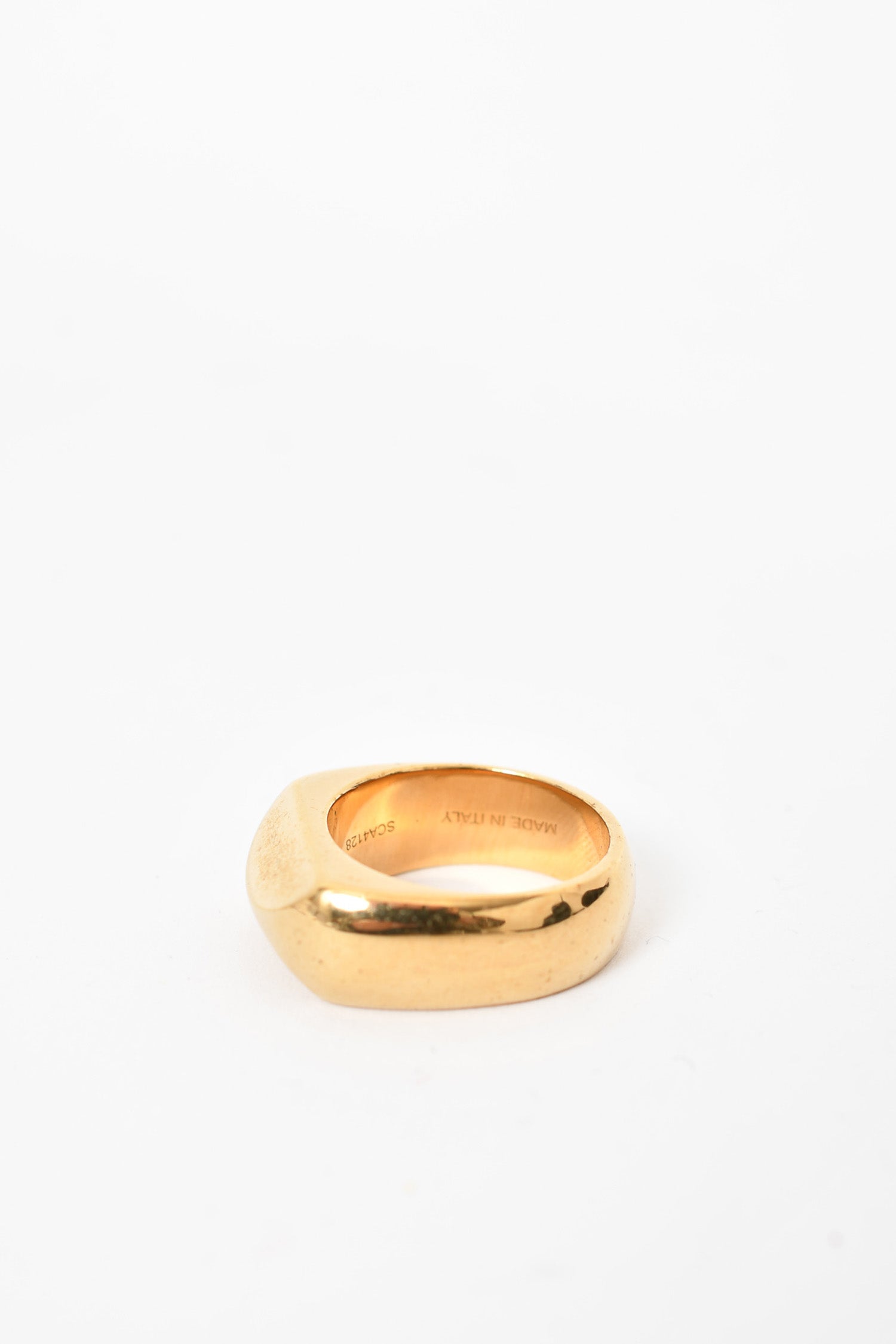 Celine Gold Toned Brass 'Chaîne Triomphe Large Diamanté' Ring Size 50