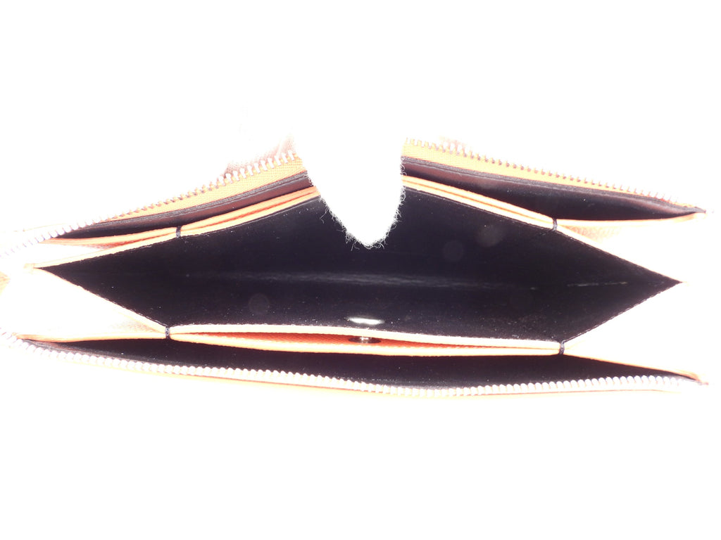Celine Orange Pebble Grained Leather Trio Cosmetic Pouch