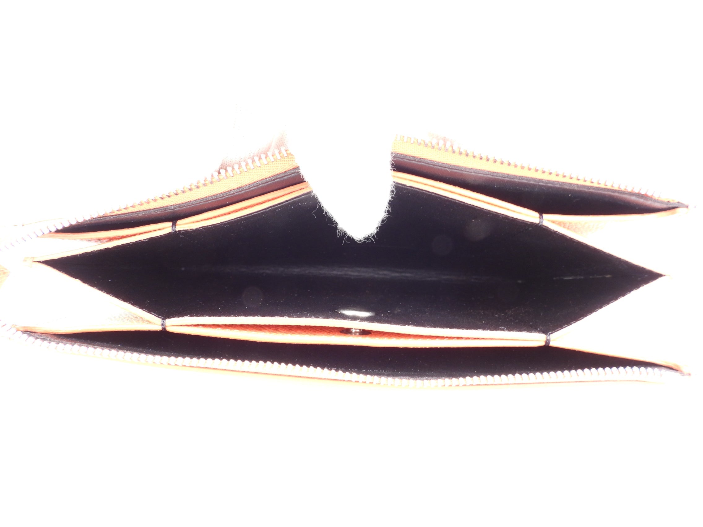 Celine Orange Pebble Grained Leather Trio Cosmetic Pouch