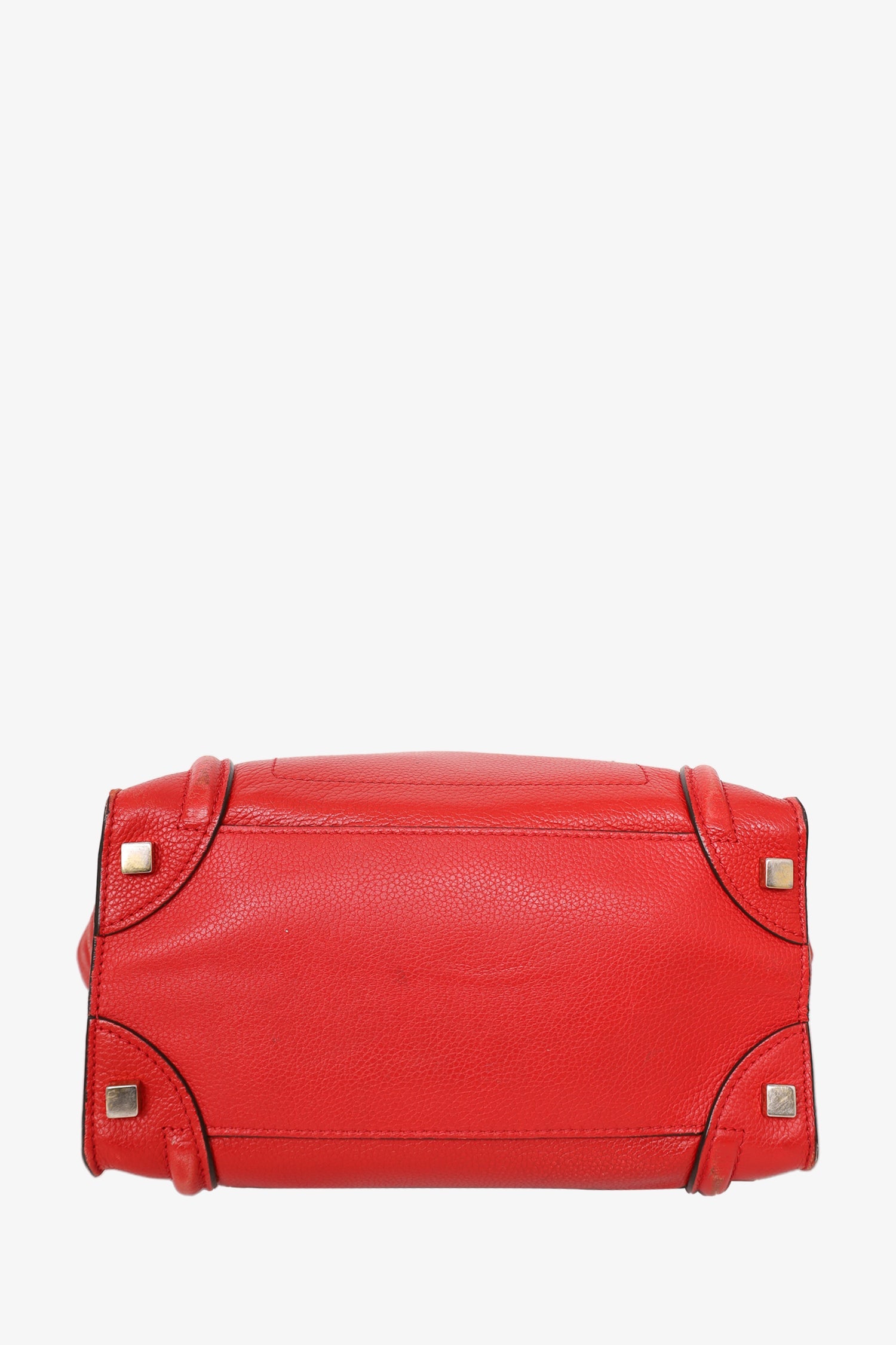 Celine Red Leather Mini Luggage Tote Bag