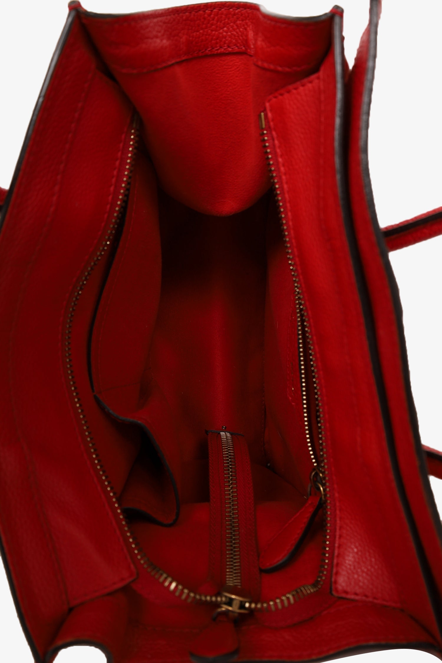 Celine Red Leather Mini Luggage Tote Bag