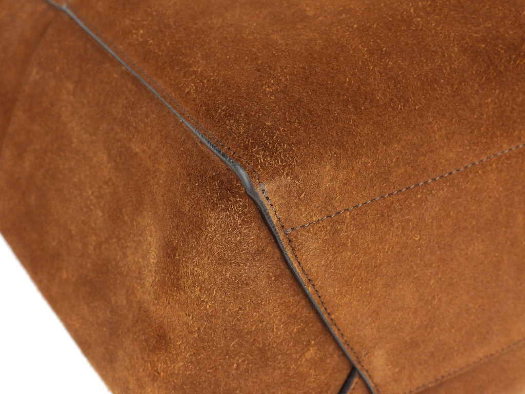 Celine Brown Suede Leather Large Sangle Seau Shoulder Bucket Bag