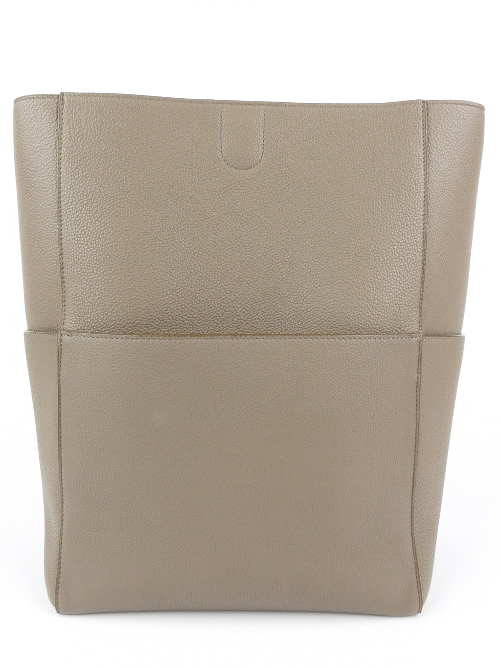 Celine Sangle Seau Taupe Grey Soft Grained Calfskin Leather Shoulder Bag