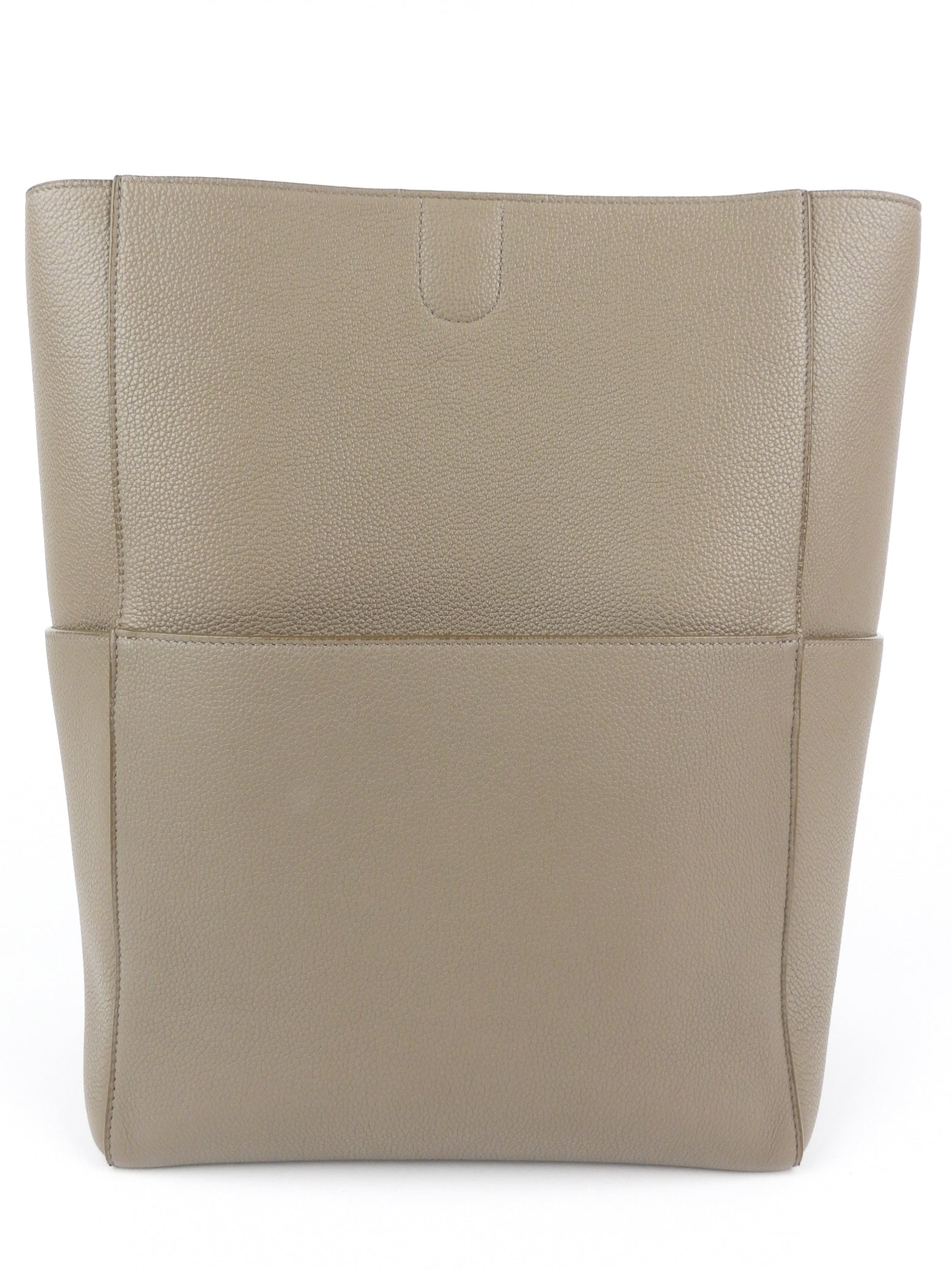 Celine Sangle Seau Taupe Grey Soft Grained Calfskin Leather Shoulder Bag