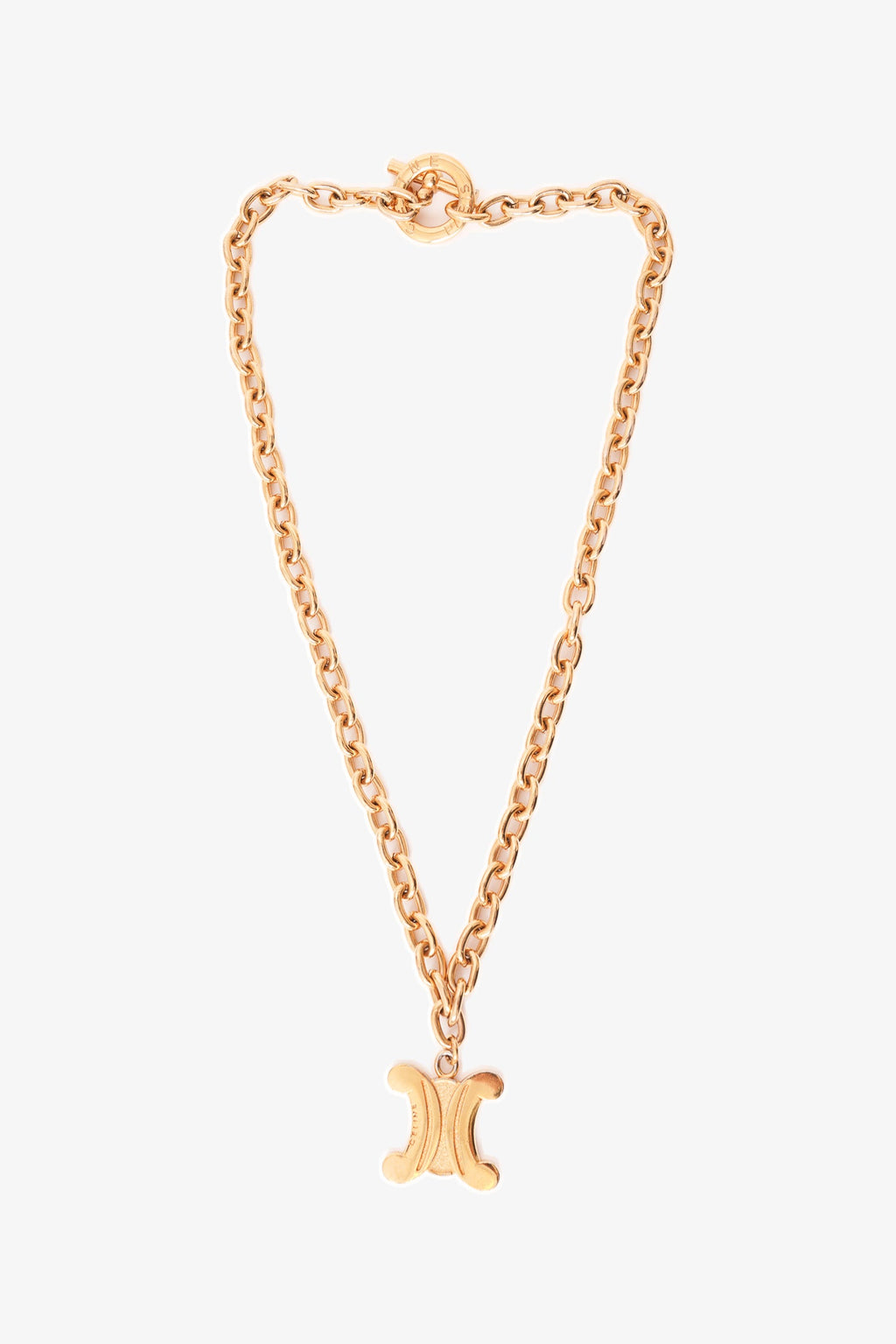 Celine Vintage Gold Triomphe Chain Necklace