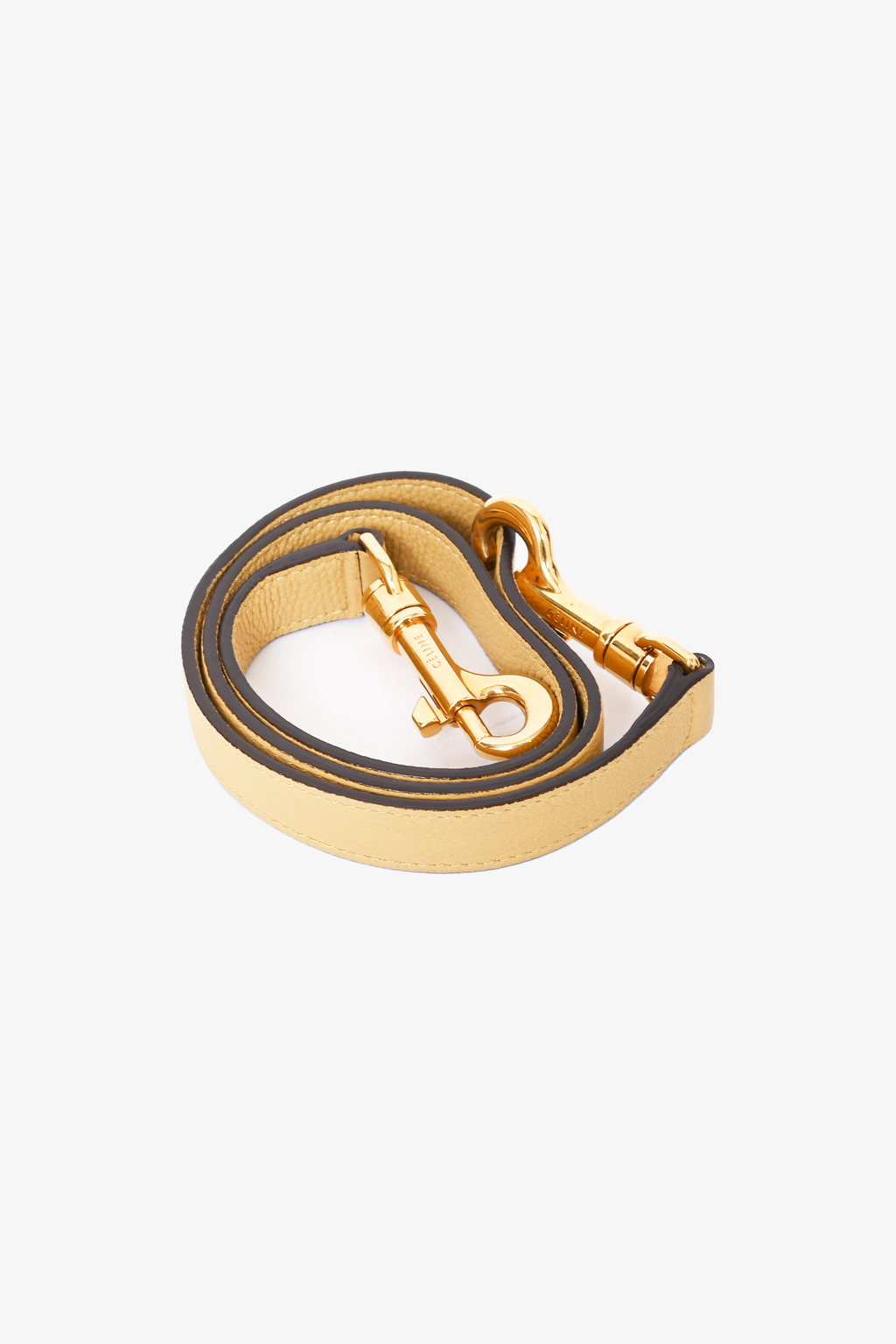 Celine Yellow Leather Belt Top Handle Bag With Detachable Strap
