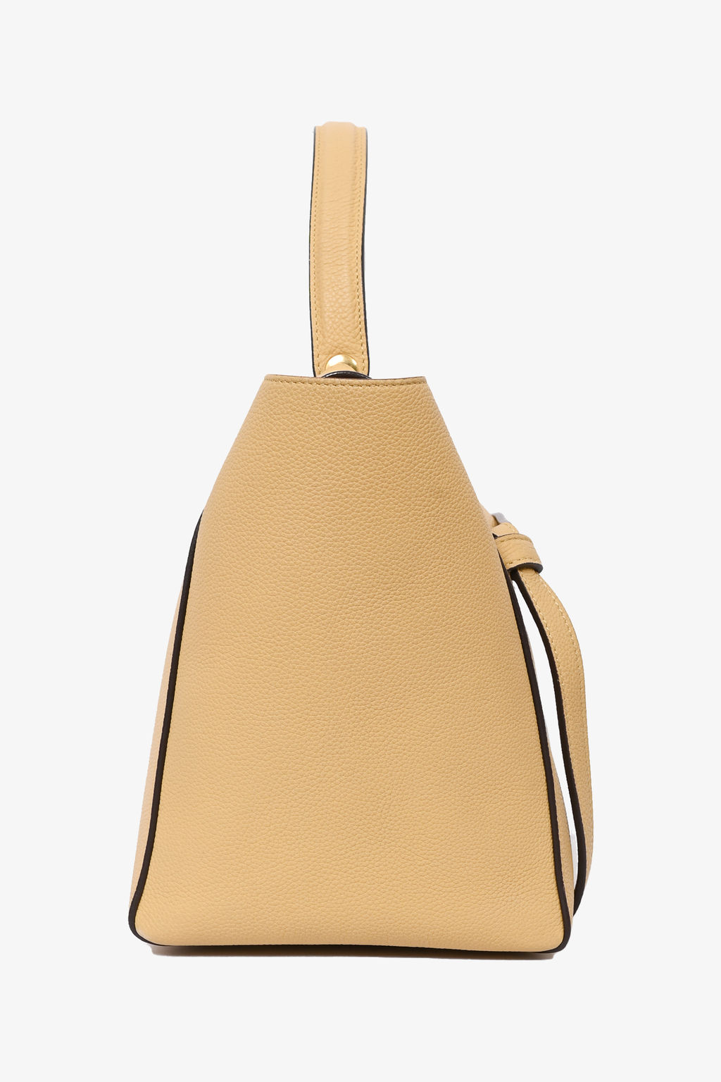 Celine Yellow Leather Belt Top Handle Bag With Detachable Strap