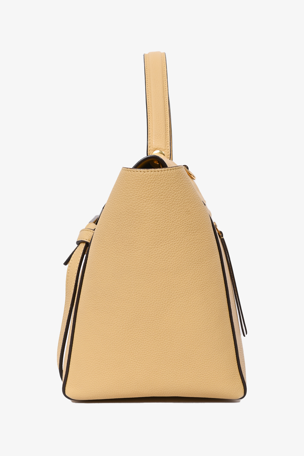 Celine Yellow Leather Belt Top Handle Bag With Detachable Strap