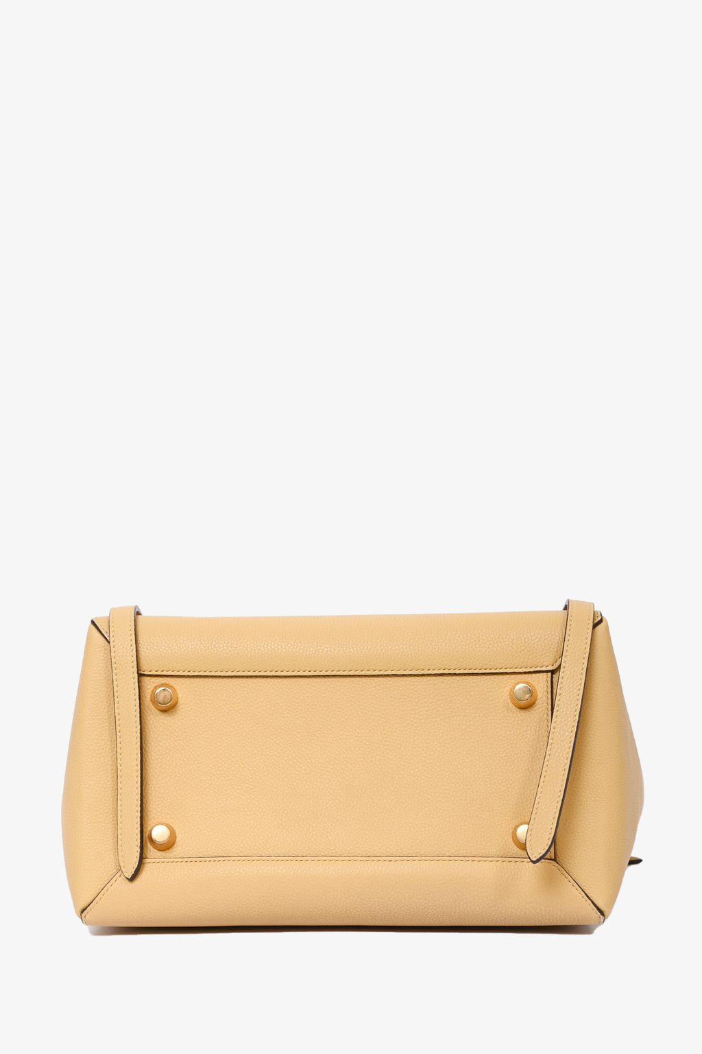 Celine Yellow Leather Belt Top Handle Bag With Detachable Strap