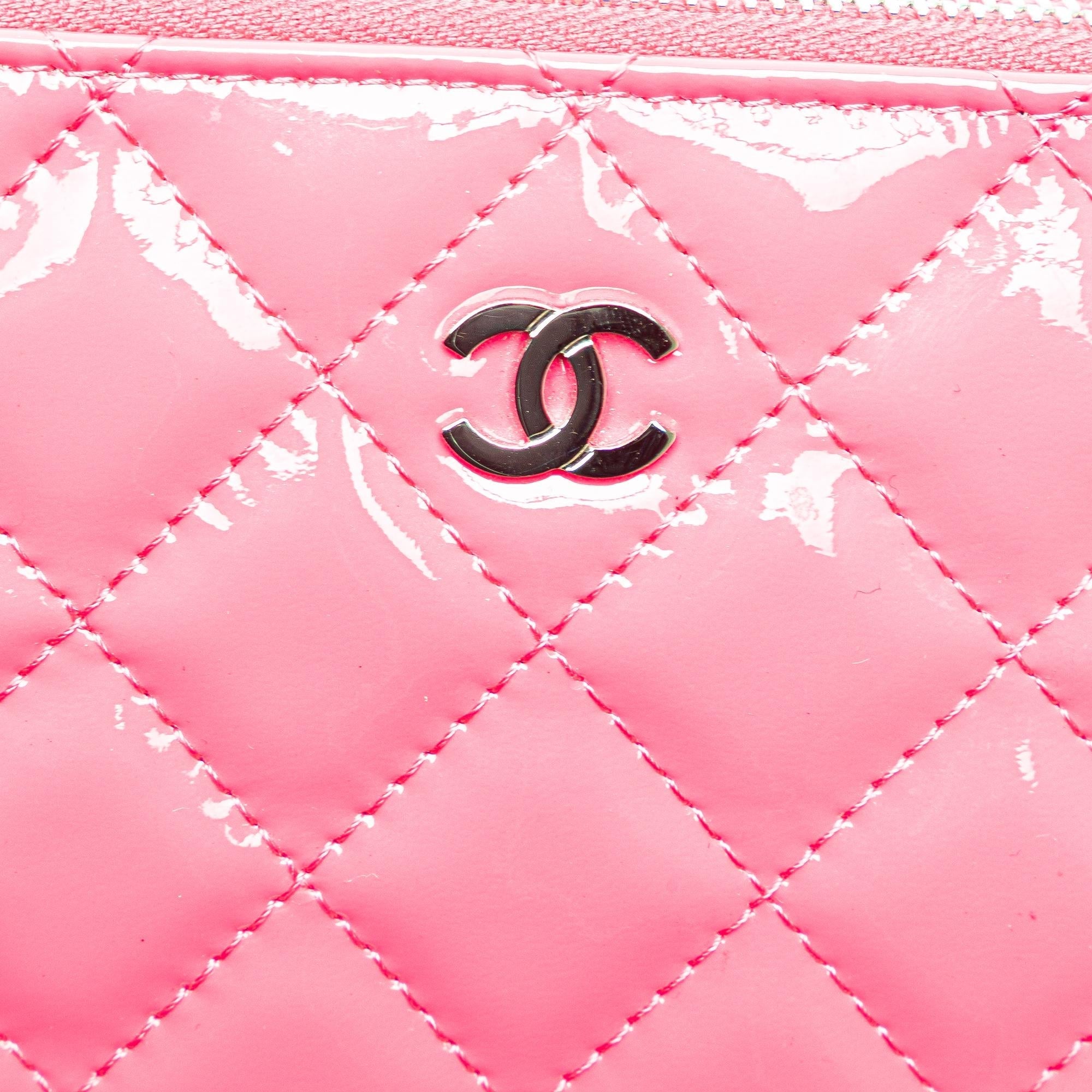 Chanel Bicolor Patent Double Zip Wallet on Chain