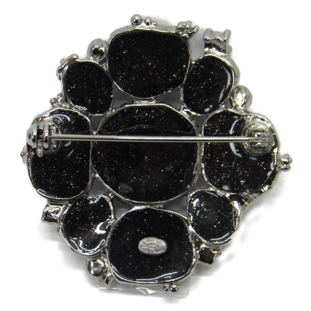 CHANEL BLACK GLITTER GRIPOIX BYZANTINE BROOCH