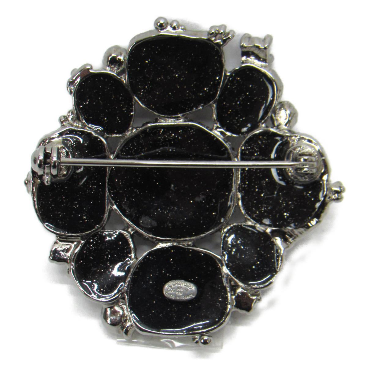 CHANEL BLACK GLITTER GRIPOIX BYZANTINE BROOCH