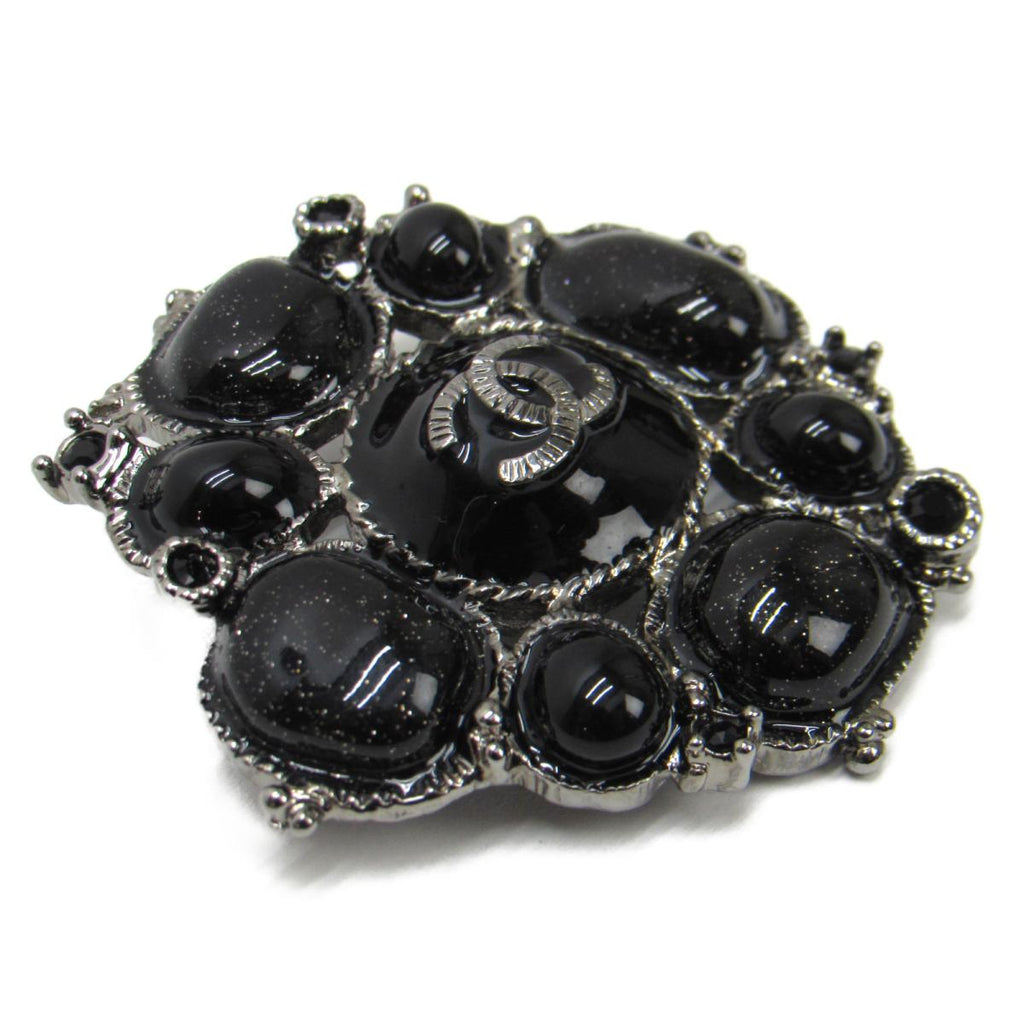 CHANEL BLACK GLITTER GRIPOIX BYZANTINE BROOCH