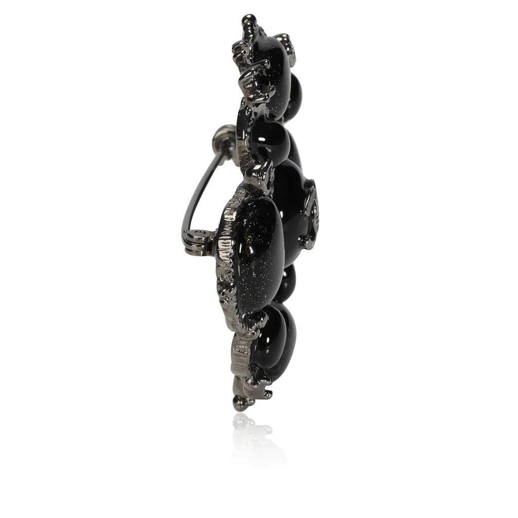 CHANEL BLACK GLITTER GRIPOIX BYZANTINE BROOCH