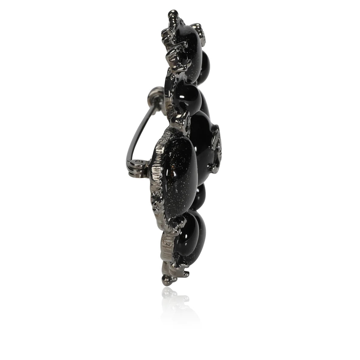 CHANEL BLACK GLITTER GRIPOIX BYZANTINE BROOCH