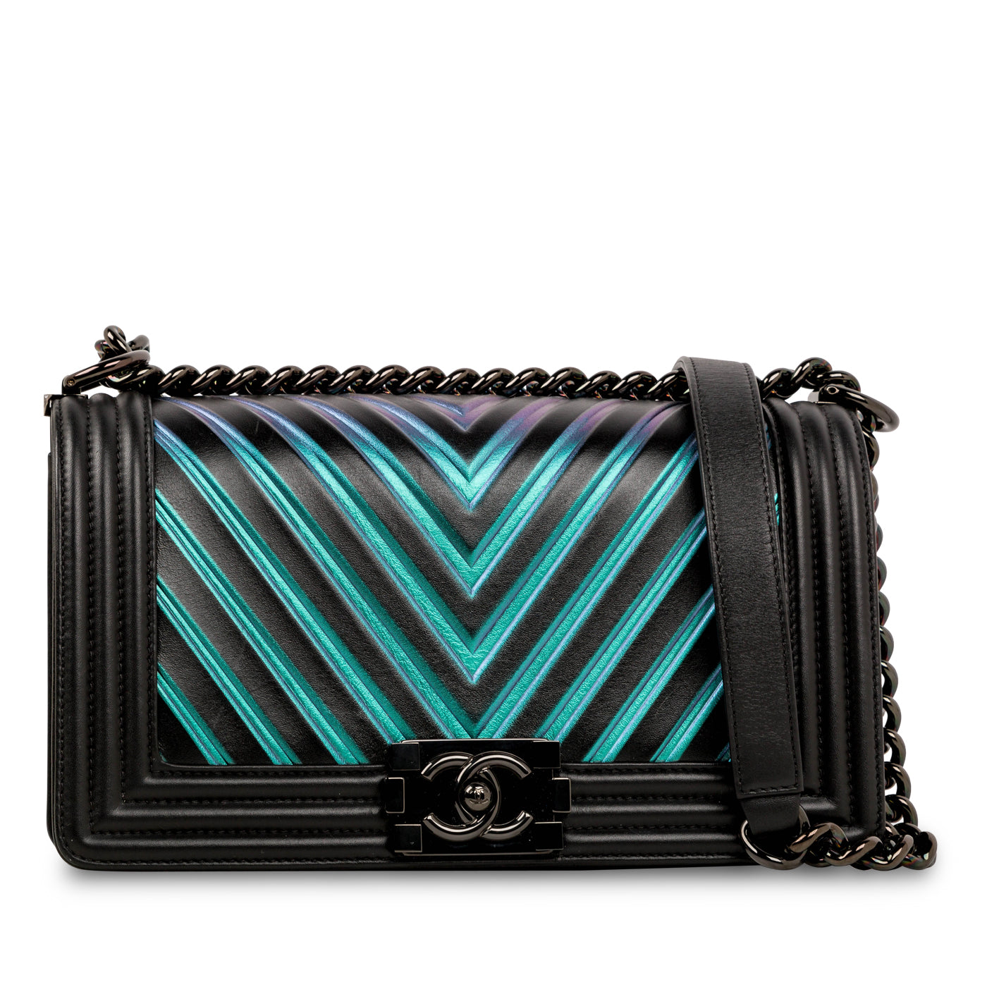 Chanel Iridescent Chevron Boy Bag - Medium