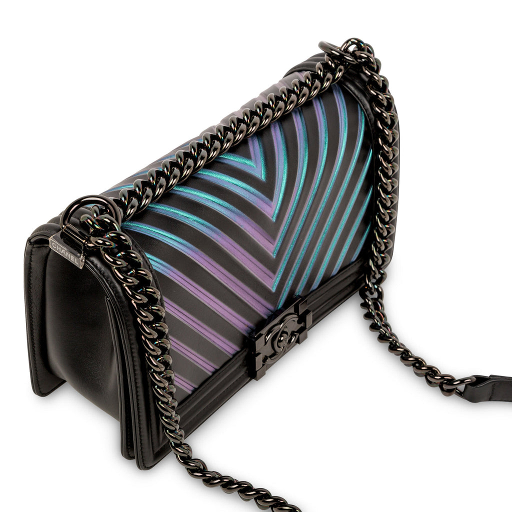 Chanel Iridescent Chevron Boy Bag - Medium